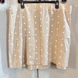 Old Navy Mini Skirt Beige Linen Blend Polka Dot Retro Boho Retro 18852x